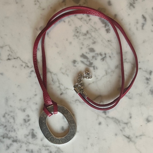 Brighton Jewelry - Brighton Red Leather and Silver Oval Necklace